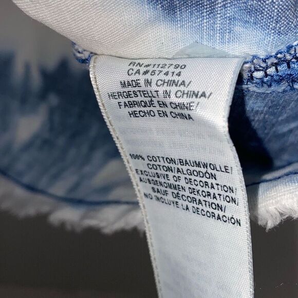 True Religion Women's Bleached Indigo Raw Edge Tie Dye V-Neck Tank Top Size XS - Picture 6 of 8